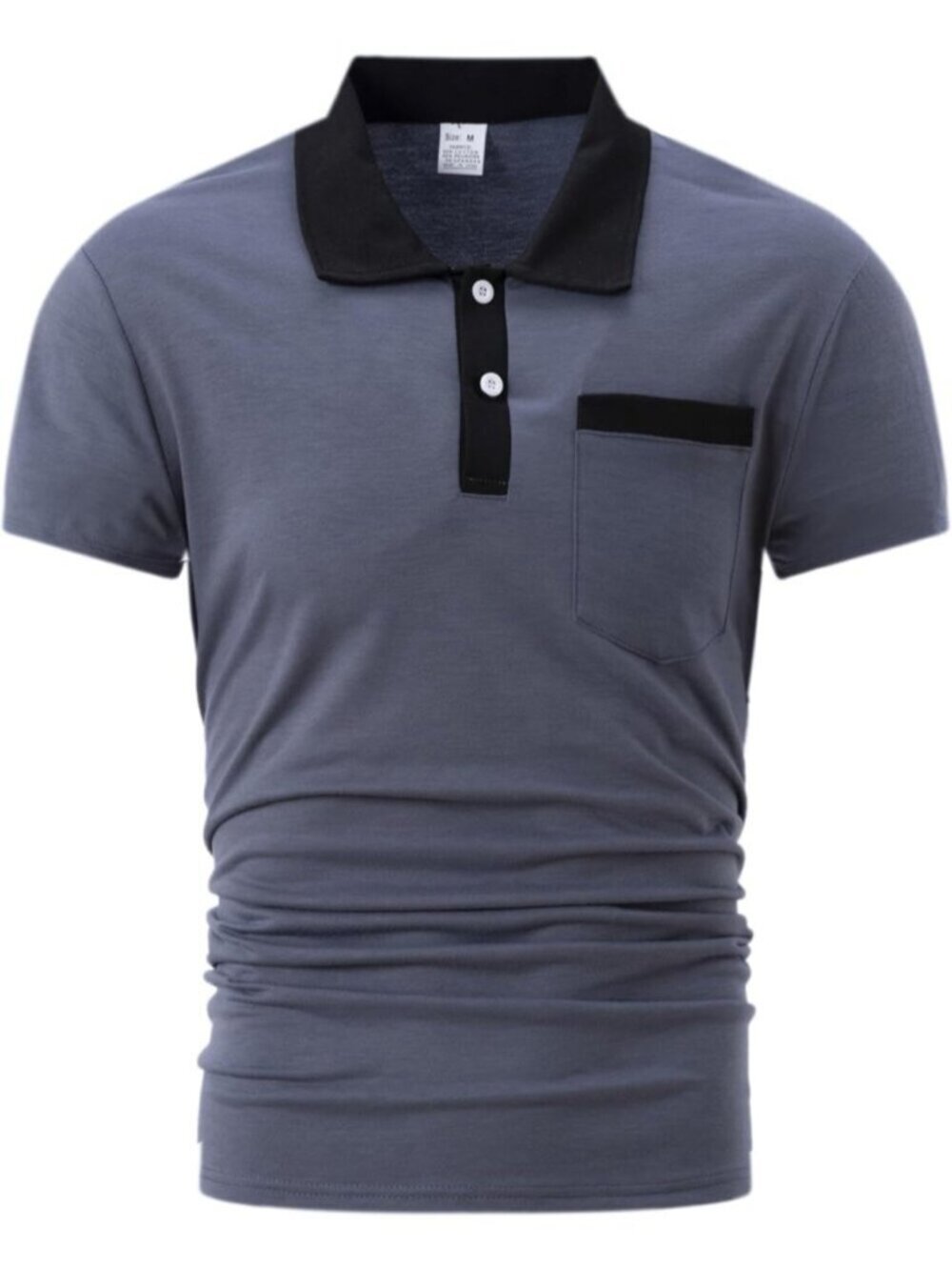 〽️Men's 1 Grey Casual Polo Shirts Classic Short Sleeve Fashion Button Pocket